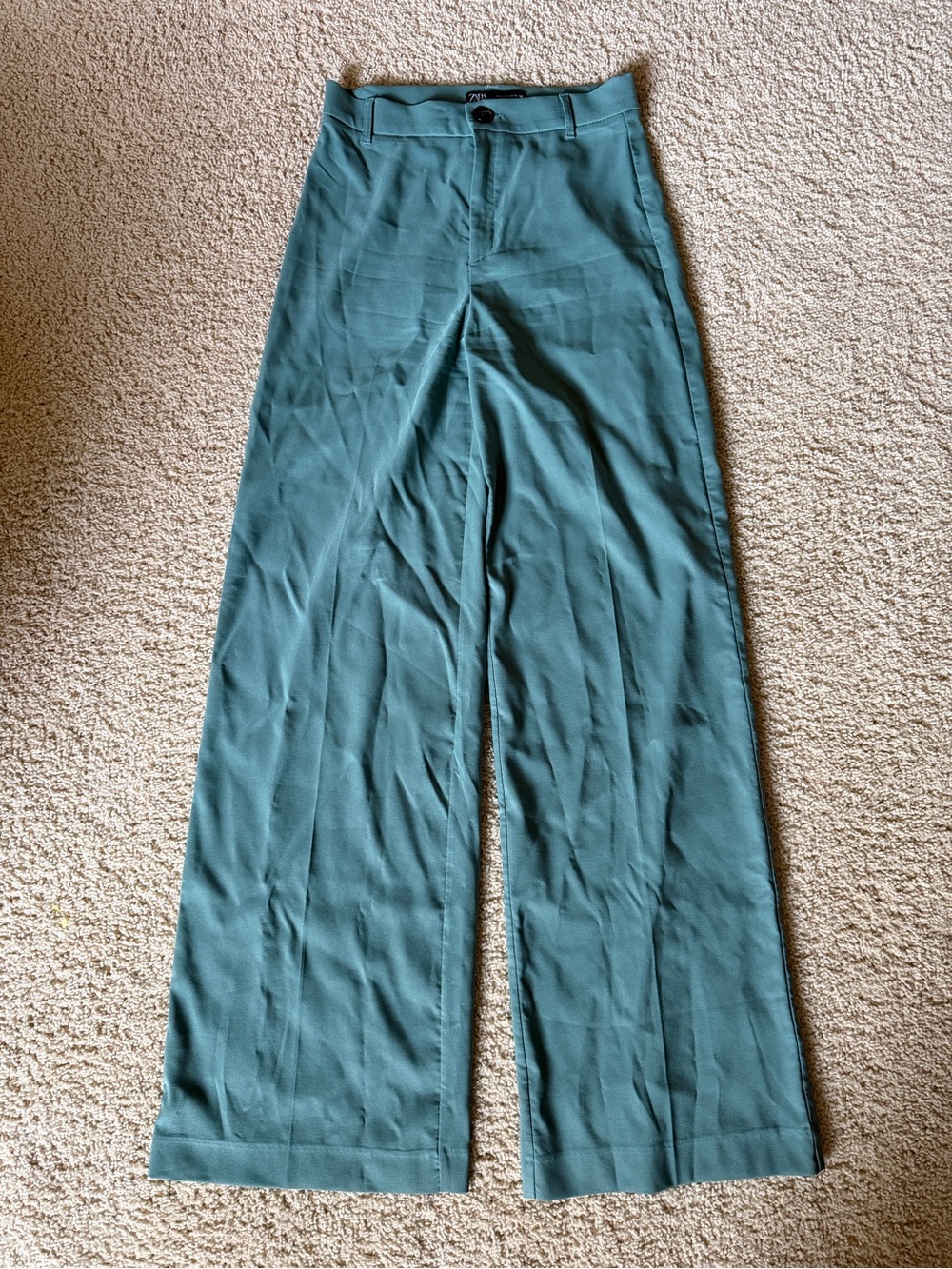 Zara Blue Wide Leg High Rise Pants Size Small - Picture 2 of 5